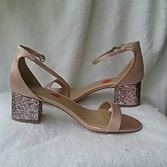 aldo embellished blush block heeled sandals